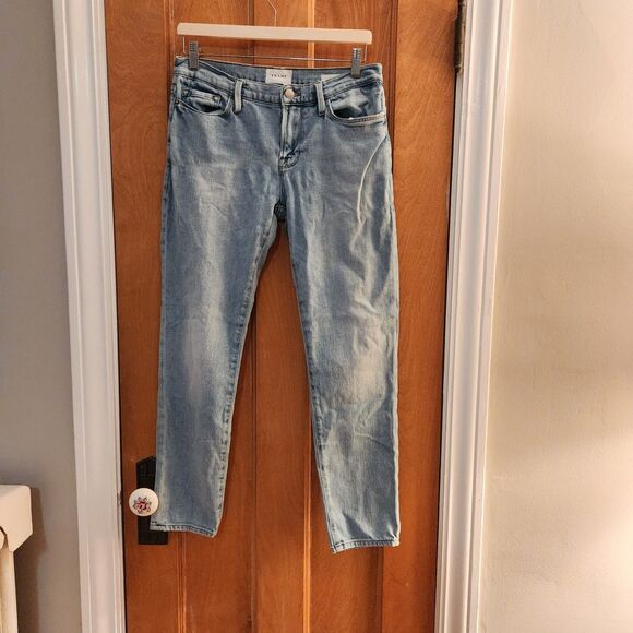 Frame Le Garcon in Spotlight, Mid-Rise Cropped Ankle Boyfriend Jeans, Sz 27 - Picture 2 of 10